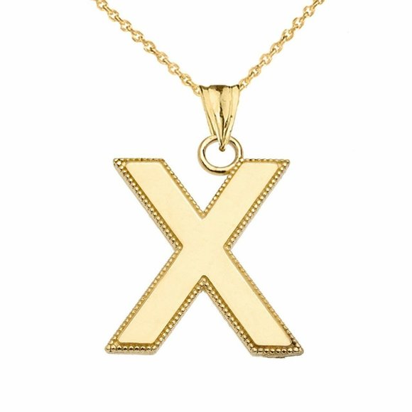 Real Gold Small Initial Letter X Pendant Necklace